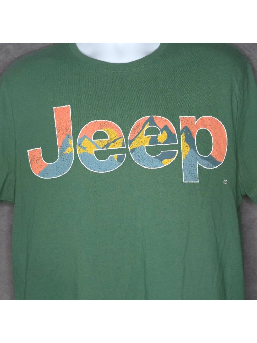 Jeep Logo Graphic T-Shirt Green Mens L Crew Neck Short Sleeve Goodfellow & Co